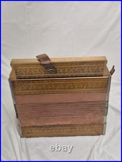 Vintage German Venezia Button Accordion, Steel Reeds, Antique Accordion