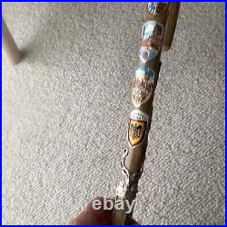 Vintage German Walking Stick Cane With 22 Souvenir Badges