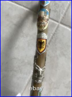 Vintage German Walking Stick Cane With 22 Souvenir Badges