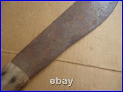 Vintage German machete tool W&B Crossed, antique knife Primitive rusty harvest