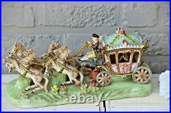 Vintage German porcelain Coach Carriage princess horses