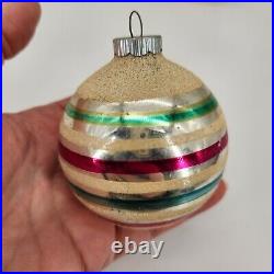 Vintage Glass Shiny Brite & German Christmas Ornaments (12) Mica Stripe Mercury