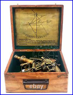 Vintage Heavy German Working Sextant 8 Marine Nautical Collectible W Wooden Box