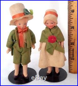 Vintage Hertwig 4 Bisque Dollhouse Doll Lot IRISH & TYROLEAN Small Antique