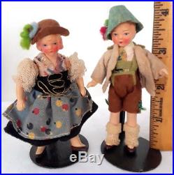 Vintage Hertwig 4 Bisque Dollhouse Doll Lot IRISH & TYROLEAN Small Antique