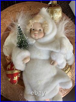 Vintage Heubach German Bisque Face Angel Ornament 10 Tall