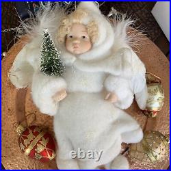 Vintage Heubach German Bisque Face Angel Ornament 10 Tall