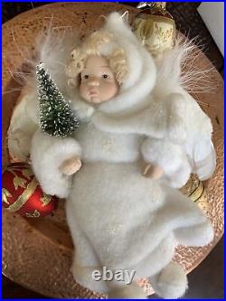 Vintage Heubach German Bisque Face Angel Ornament 10 Tall