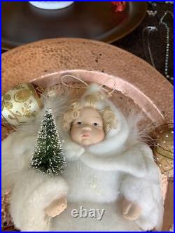 Vintage Heubach German Bisque Face Angel Ornament 10 Tall