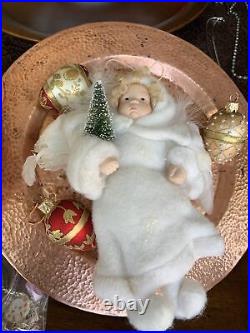 Vintage Heubach German Bisque Face Angel Ornament 10 Tall