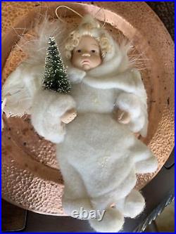 Vintage Heubach German Bisque Face Angel Ornament 10 Tall