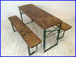 Vintage Industrial German Beer Table Bench Set Garden Customised Length