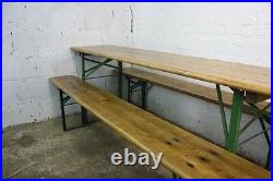 Vintage Industrial German Beer Table Bench Set Sanded And Waxed Garden Furniture