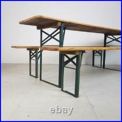 Vintage Industrial German Beer Table Bench Set Sanded & Waxed Garden Furniture