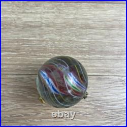 Vintage Large Antique German Swirl Glass Shooter Marble with Gold Paw Stand
