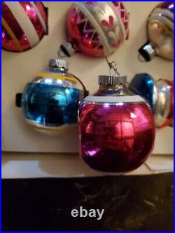 Vintage Large Lot mercury glass Christmas ornaments Indents Flocked Ufo