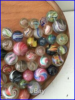 Vintage Marble Lot 58 German Handmade Marbles Lutz Mica Onionskin Indian Antique