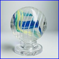Vintage Marbles Collection Antique German Caged Twisted Blue Yellow Ribbon. 92