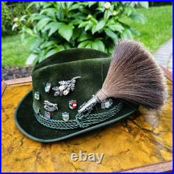 Vintage Mayser Tyrolean Gamsbart Hat, Bavarian Hat withSeveral Pins, West Germany Vintage Mayser Tyrolean Gamsbart Hat, Bavarian Hat withSeveral Pins, West Germany