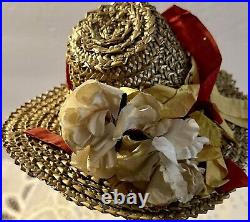 Vintage Medium Bonnet For Antique French Or German Doll, Gorgeous