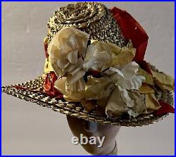 Vintage Medium Bonnet For Antique French Or German Doll, Gorgeous