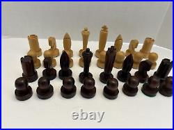 Vintage Mid-Century Minimalist Chess Piece Set Antique German Made Set