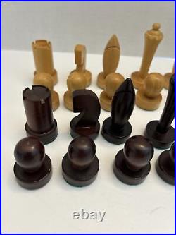 Vintage Mid-Century Minimalist Chess Piece Set Antique German Made Set