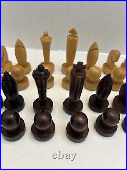 Vintage Mid-Century Minimalist Chess Piece Set Antique German Made Set