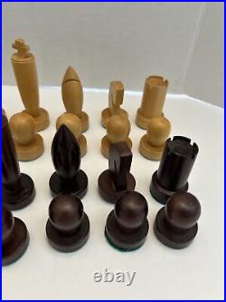 Vintage Mid-Century Minimalist Chess Piece Set Antique German Made Set