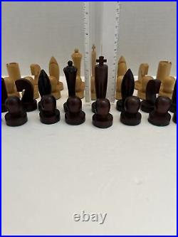 Vintage Mid-Century Minimalist Chess Piece Set Antique German Made Set