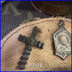 Vintage Mother Mary Hinged Wood Box Shrine Antique German Miniature Statues More