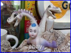 Vintage Original Antique Aquarium Ceramic Bisque German Made Bavarian Mermaid Vintage Original Antique Aquarium Ceramic Bisque German Made Bavarian Mermaid