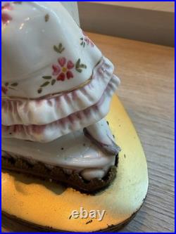 Vintage Pair Antique German Porcelain Boudoir Lamps Gentleman & Lady c. 1925