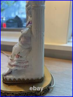 Vintage Pair Antique German Porcelain Boudoir Lamps Gentleman & Lady c. 1925