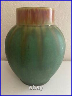Vintage Possibly Antique German Green & Brown Glazed Art Pottery Vase