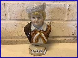 Vintage Possibly Antique German Porcelain Pair of Childern Head Busts