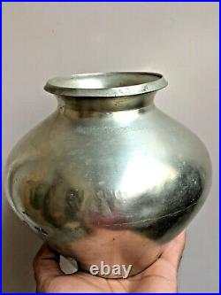 Vintage Rare German Silver Polished Big Size Religious Bronze Pot Kalash 6.5'