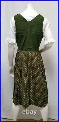 Vintage Salzburger Dirndl German Octoberfest Green Dress with Blouse Size L