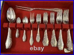Vintage Silverware 70 Pieces German Silver Plated Flatware Set With Wooden Chest