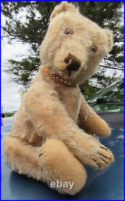 Vintage Steiff Antique Mohair Bear German Doll 1940s 1950s Collar Pooh Cute 13