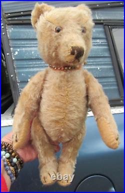 Vintage Steiff Antique Mohair Bear German Doll 1940s 1950s Collar Pooh Cute 13