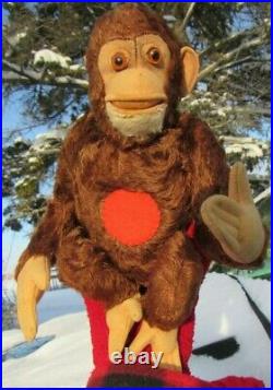 Vintage Steiff Monkey German Mohair Red Circle Music Push Tummy Toy Antique Bear