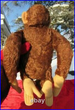 Vintage Steiff Monkey German Mohair Red Circle Music Push Tummy Toy Antique Bear