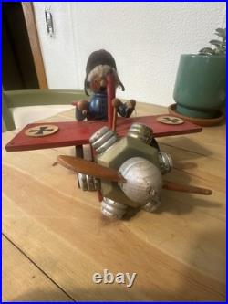 Vintage Steinbach German Smoker music box Red Baron in his Fokker Dr. 1 triplane
