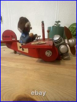 Vintage Steinbach German Smoker music box Red Baron in his Fokker Dr. 1 triplane