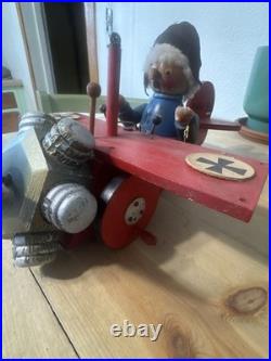 Vintage Steinbach German Smoker music box Red Baron in his Fokker Dr. 1 triplane