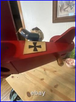 Vintage Steinbach German Smoker music box Red Baron in his Fokker Dr. 1 triplane