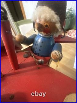 Vintage Steinbach German Smoker music box Red Baron in his Fokker Dr. 1 triplane