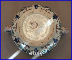 Vintage Stoneware GERZ German Ceramic Tureen Punch Bowl 8 Piece Set with Castles Vintage Stoneware GERZ German Ceramic Tureen Punch Bowl 8 Piece Set with Castles
