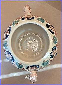 Vintage Stoneware GERZ German Ceramic Tureen Punch Bowl 8 Piece Set with Castles Vintage Stoneware GERZ German Ceramic Tureen Punch Bowl 8 Piece Set with Castles